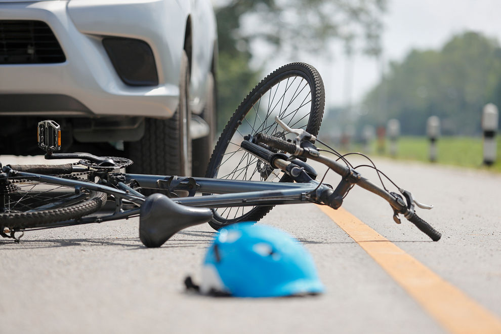 Bicycle accident on road