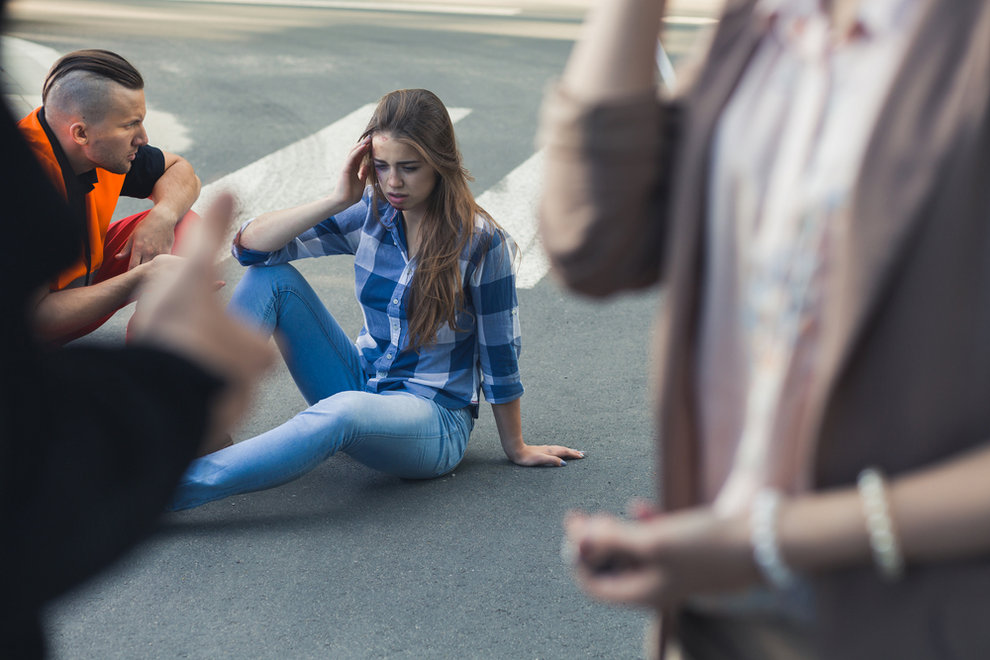 Girl suffering concussion from accident